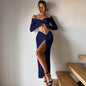 Tight High Waist Slit Skirt Two-piece Set