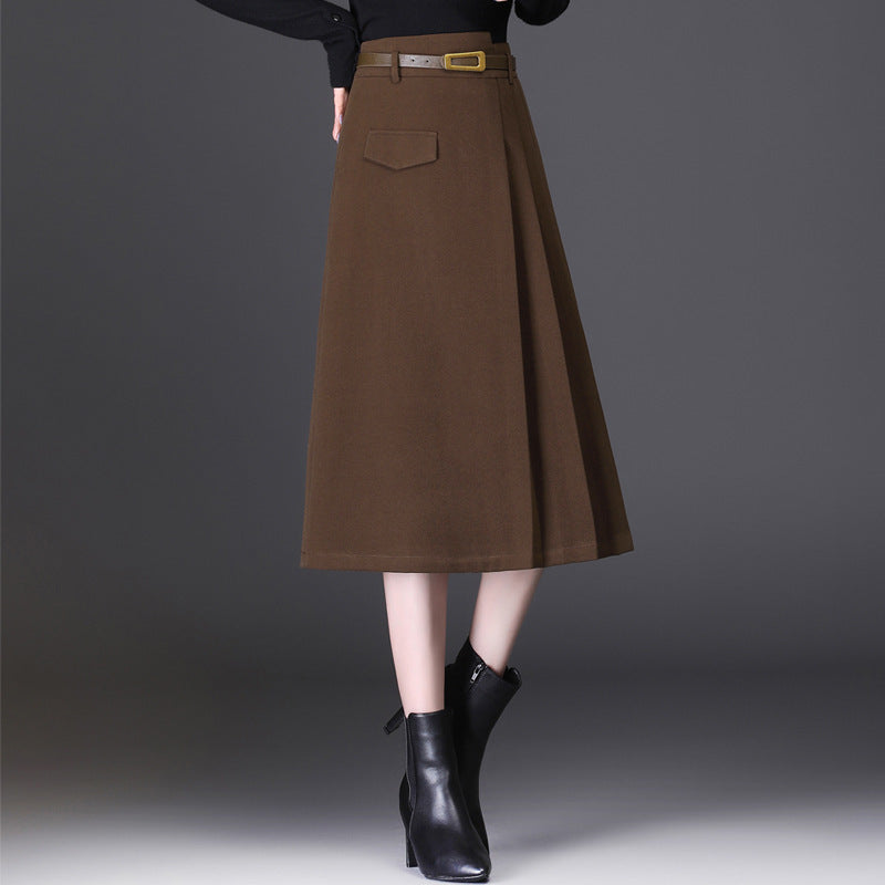 Women's Slim A-line Pleated Skirt Mid-length Skirt