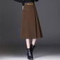 Women's Slim A-line Pleated Skirt Mid-length Skirt