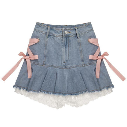 Women's Fashion Lace-up Denim Skirt