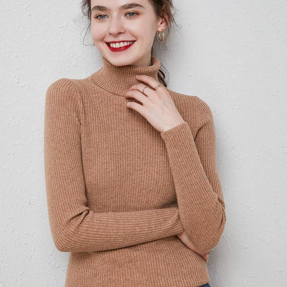 Turtleneck Sweater Women Slim Padded Inner Style