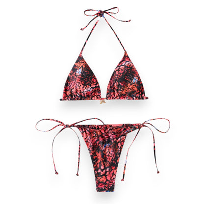 Women's Halter Bikini Top with Tie Side Thong – Sexy Triangle Two Piece Swimsuit