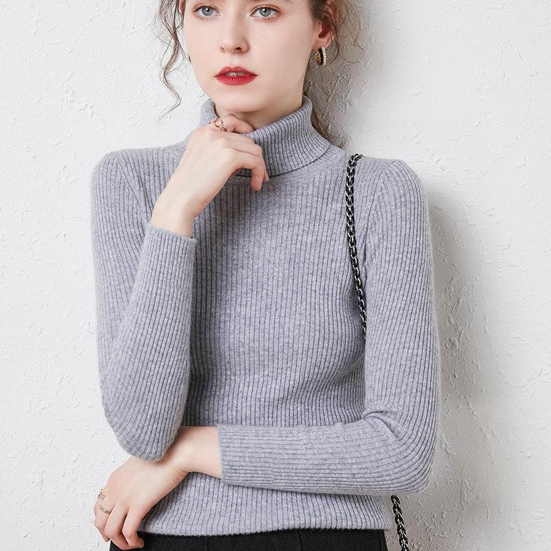 Turtleneck Sweater Women Slim Padded Inner Style