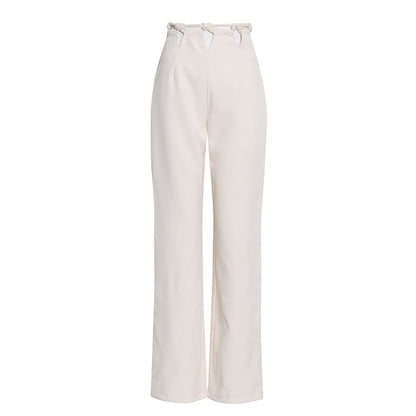 Woven Stitching Statement One-button Cropped Blazer Pants