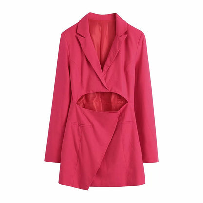 European And American Style Summer New Cropped V-neck Blazer Dress
