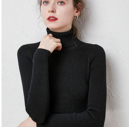 Turtleneck Sweater Women Slim Padded Inner Style
