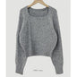 Women's Square Collar Sweater All-match Retro Twist Solid Color