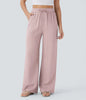 Women's Solid Color Casual Wide Leg Loose Drawstring Trousers