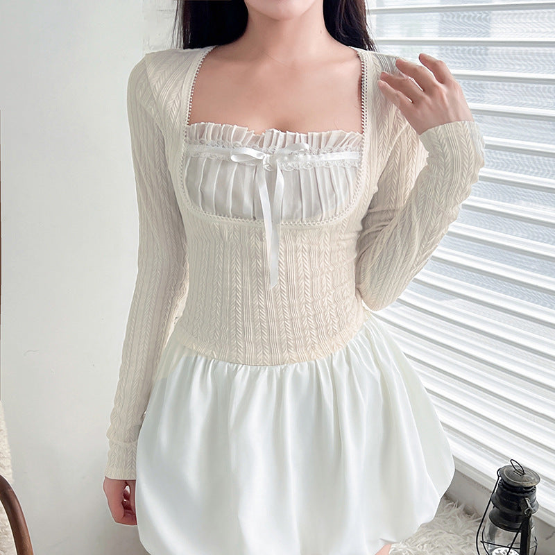 French Pure Desire Girl Long Sleeve Top For Women