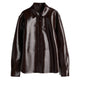 Women's Lapel Button PU Coat Mini Skirt Two-piece Set