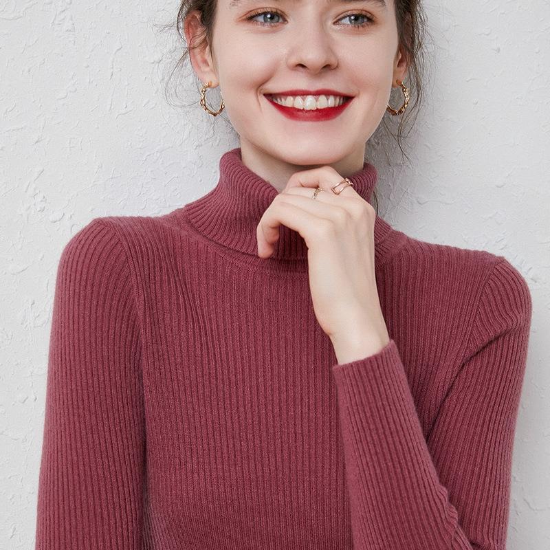 Turtleneck Sweater Women Slim Padded Inner Style