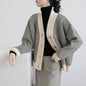 V-neck Retro Knitted Cardigan Women's Loose Jacket Thick Thick Line Outer Wear Sweater