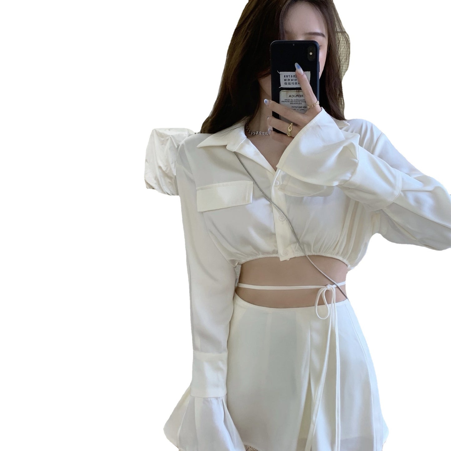 Satin Long-sleeved Sun Protection Shirt Skirt