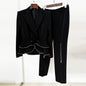 Zipper Ruffled Blazer Skinny Pants Suit Two-piece Suit