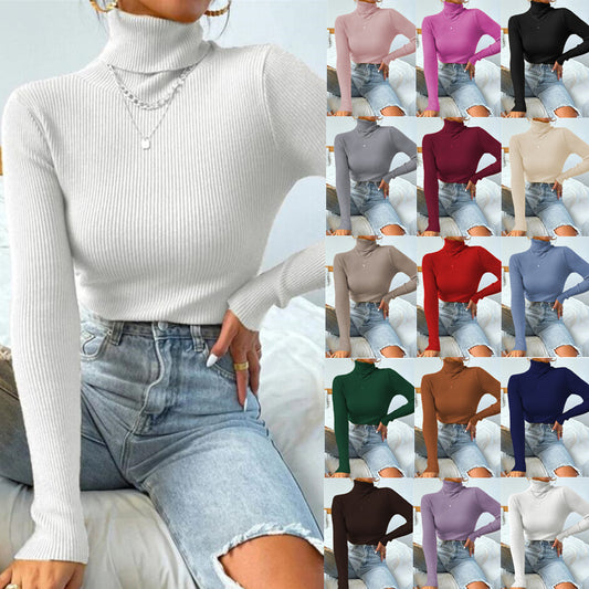 Turtleneck Sweater Pullover Knitted Top T-shirt