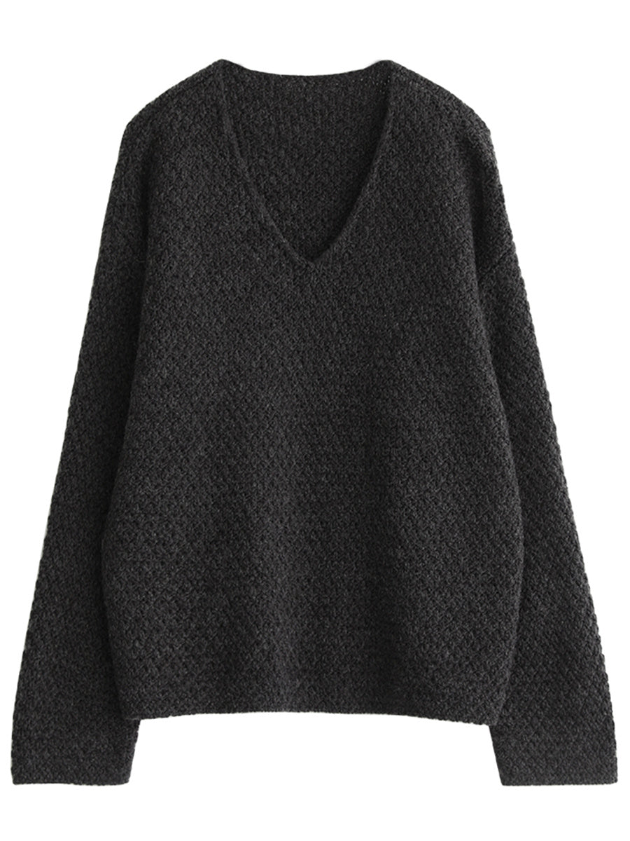 Autumn Loose V-neck Wool Sweater