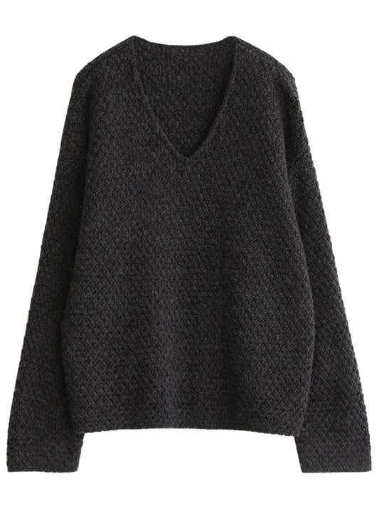 Autumn Loose V-neck Wool Sweater