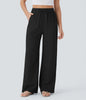 Women's Solid Color Casual Wide Leg Loose Drawstring Trousers