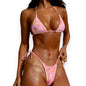 Women's Halter Bikini Top with Tie Side Thong – Sexy Triangle Two Piece Swimsuit