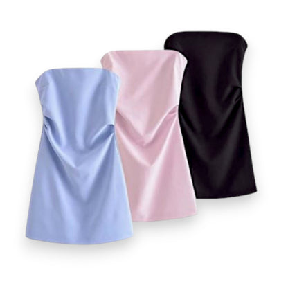 Women’s Off Shoulder Corset Mini Dress – Ruched Backless Bodycon Party Clubwear Short Dress