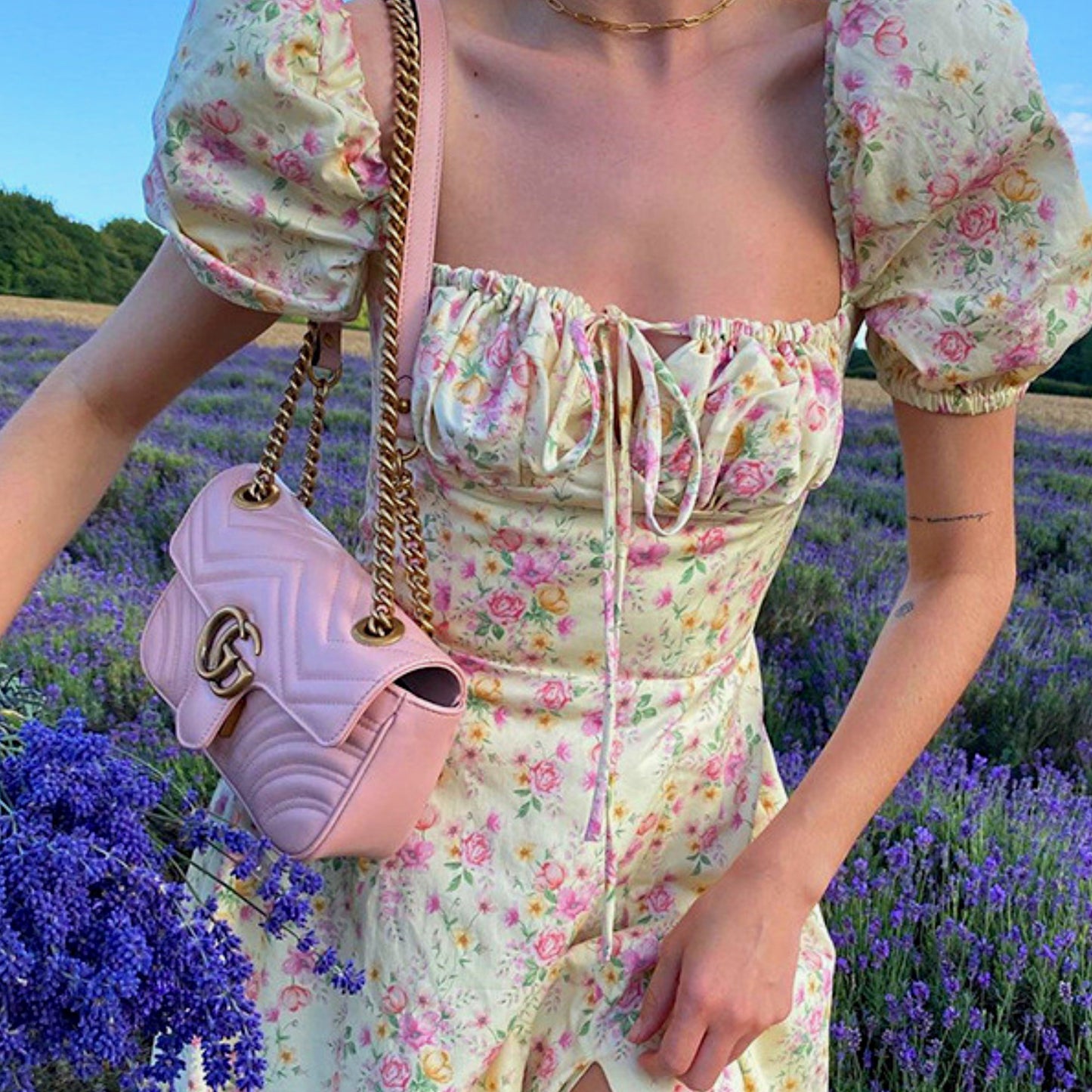 Women’s Floral Puff Sleeve Maxi Dress – Summer Casual Long Dress with Side Split