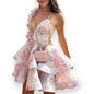 Women's Floral Halter Backless Summer Dress – Fashion Pleated Puffy Dress