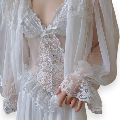 Women’s Lace Mesh Lingerie Set – Suspender Babydoll Nightwear for Romantic Evenings
