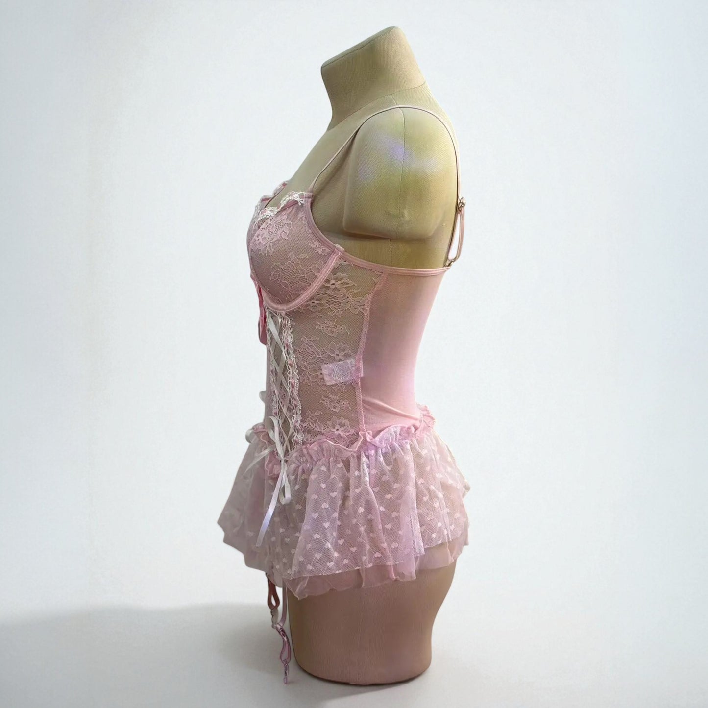 Sexy Lace Corset Lingerie Set with Garter Belt and Bow Details – Retro Lingerie Dress for Women