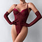 Bodysuit Lace Transparent Mesh with Gloves – Sexy Lingerie Set