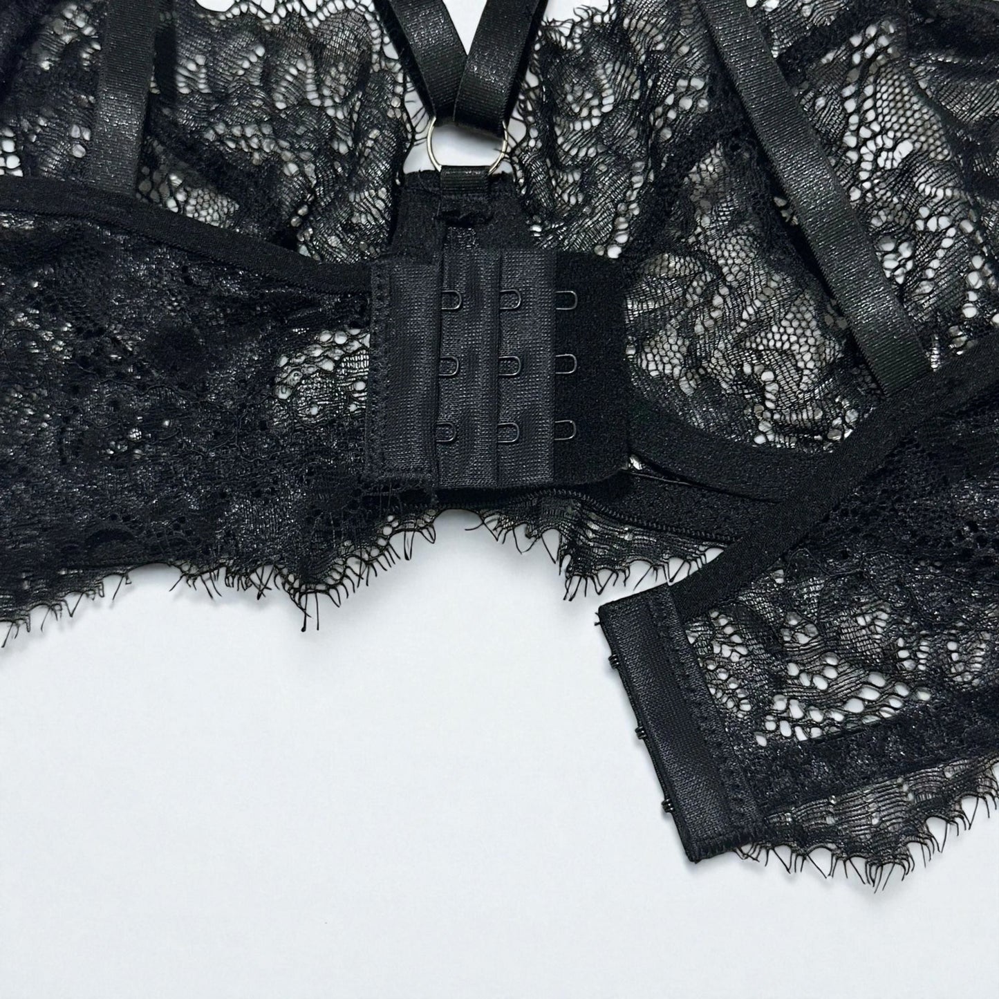 Pettiskirt See-Through Lace Lingerie 6-Piece Set – Elegant Black Veil Design