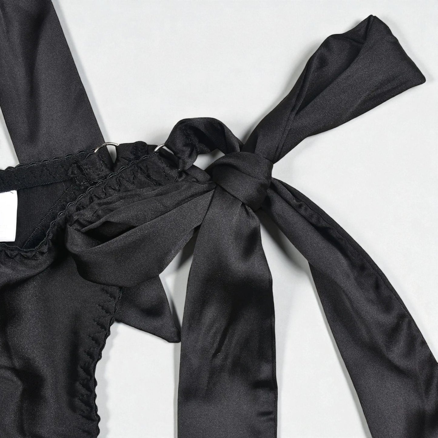 Satin Sexy Dew Leg Ring Strap 4-Piece Lingerie Set