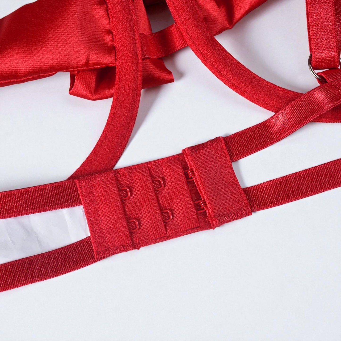 Satin Sexy Dew Leg Ring Strap 4-Piece Lingerie Set