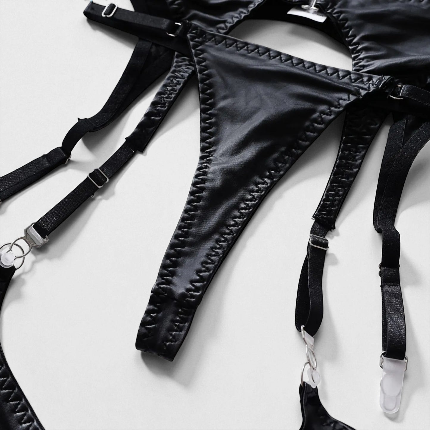 Lingerie Leather Patent Leather Seductive 4-Piece Set