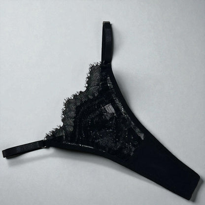 Pettiskirt See-Through Lace Lingerie 6-Piece Set – Elegant Black Veil Design