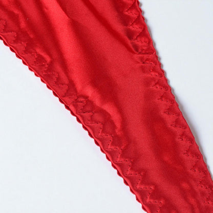 Satin Sexy Dew Leg Ring Strap 4-Piece Lingerie Set