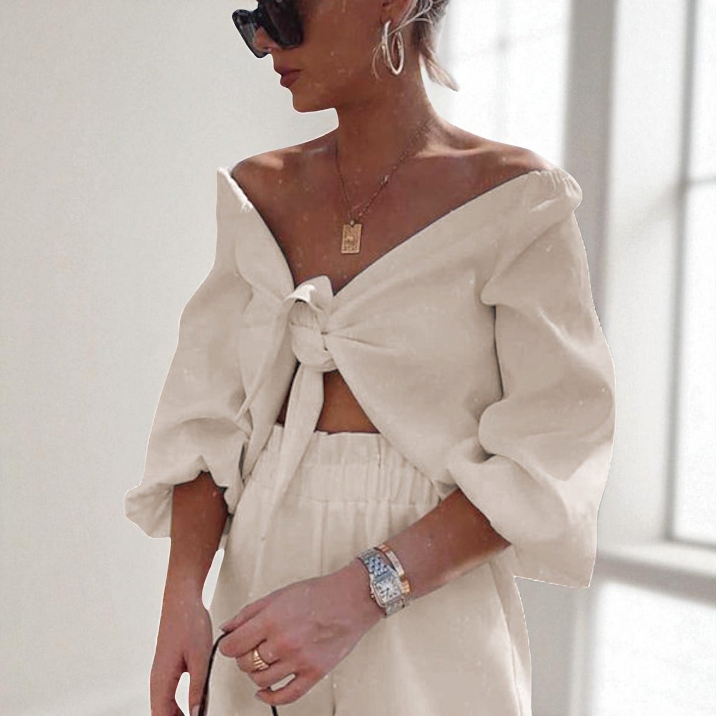Women’s Two-Piece Street-Style Cardigan & Shorts Set – Casual Chic Cotton Outfit
