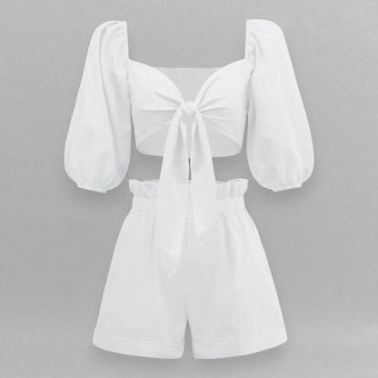 Women’s Two-Piece Street-Style Cardigan & Shorts Set – Casual Chic Cotton Outfit