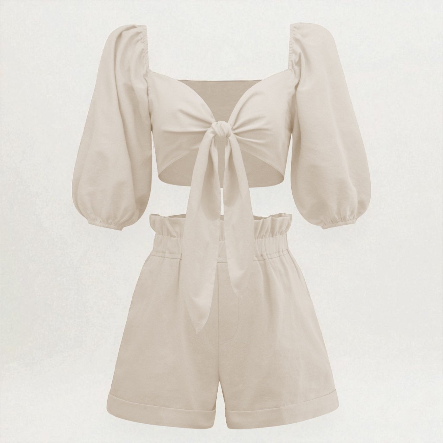 Women’s Two-Piece Street-Style Cardigan & Shorts Set – Casual Chic Cotton Outfit