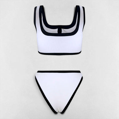 Women's Two Piece Bikini Set – Sexy High Waist Bottom & Plunge Halter Top