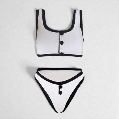 Women's Two Piece Bikini Set – Sexy High Waist Bottom & Plunge Halter Top