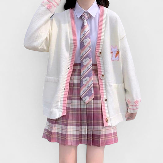 Girls Kawaii Japanese School Knit Cardigan – JK Cosplay Uniform Sweater