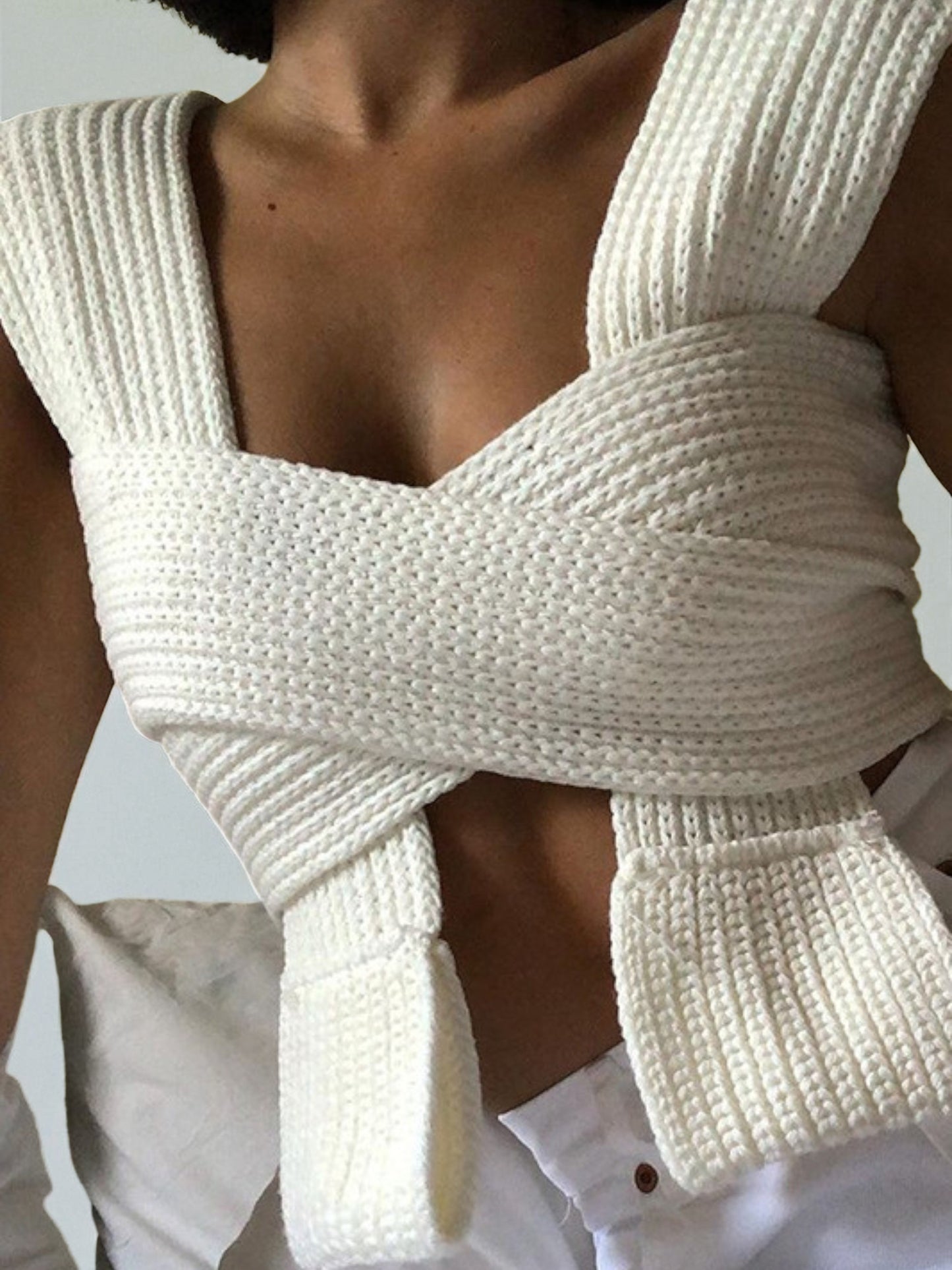 Women’s Sexy Wool Knit Cross Strap Vest – Sleeveless Slim Fit Top