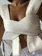 Women’s Sexy Wool Knit Cross Strap Vest – Sleeveless Slim Fit Top