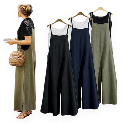 Women’s Solid Color Casual Jumpsuit – Sleeveless Summer Romper with Pockets, Lightweight One-Piece Outfit for Spring & Summer