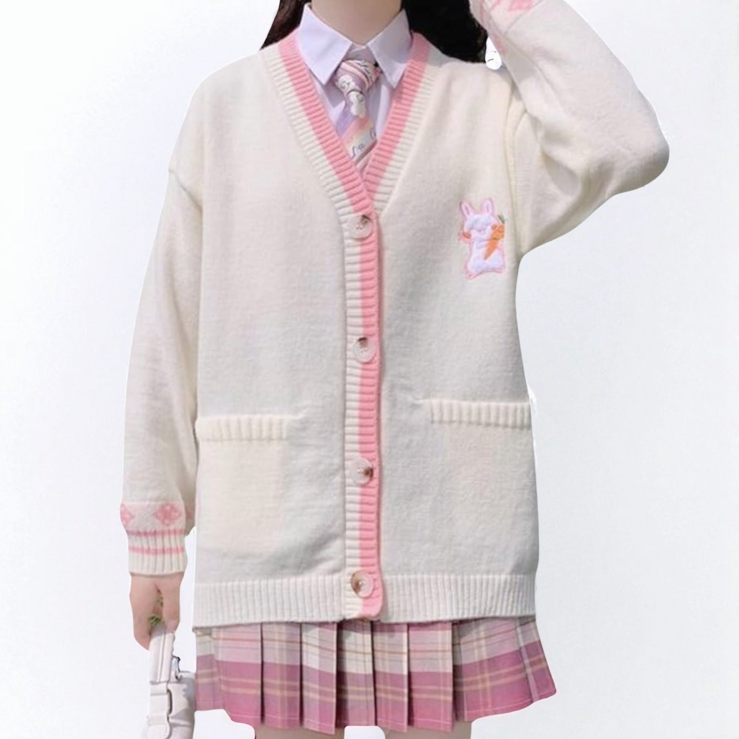 Girls Kawaii Japanese School Knit Cardigan – JK Cosplay Uniform Sweater